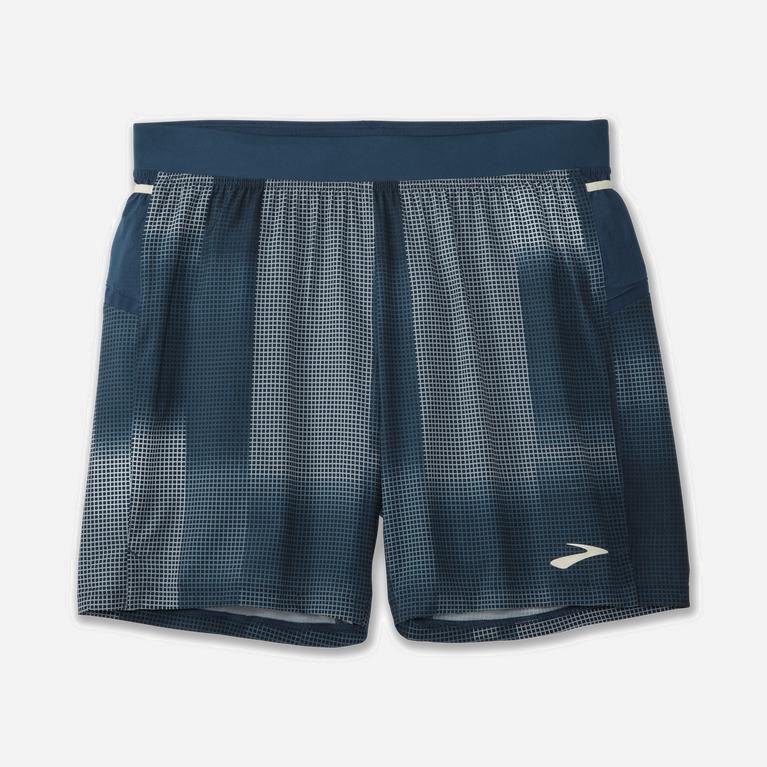 Brooks Sherpa 7 2-In-1 Mens Running Shorts - Indigo Rush Altitude Print - Philippines (319684JYC)